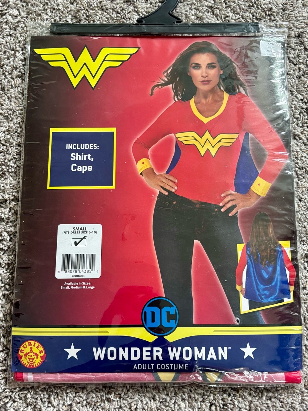 NWT Rubie's Wonder Woman Costume Long Sleeve Shirt & Cape - Size Small